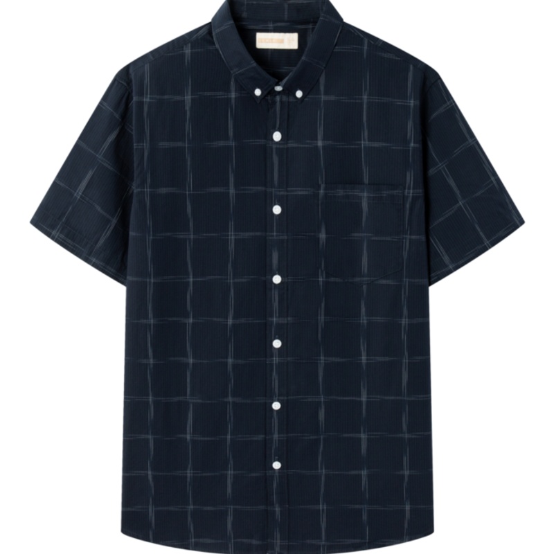 【满198减100预估价：49】森马短袖衬衫男2021夏季新款男士百搭格子上衣商务休闲宽松白衬衣