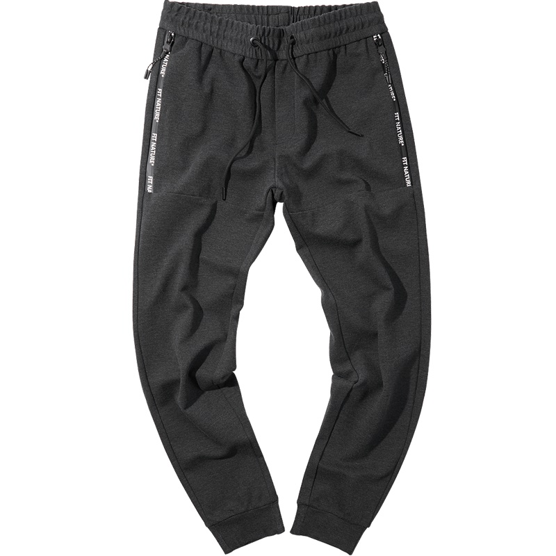 黑鲸字母印花拉链口袋休闲裤秋季针织运动裤男CKCAJ38162A