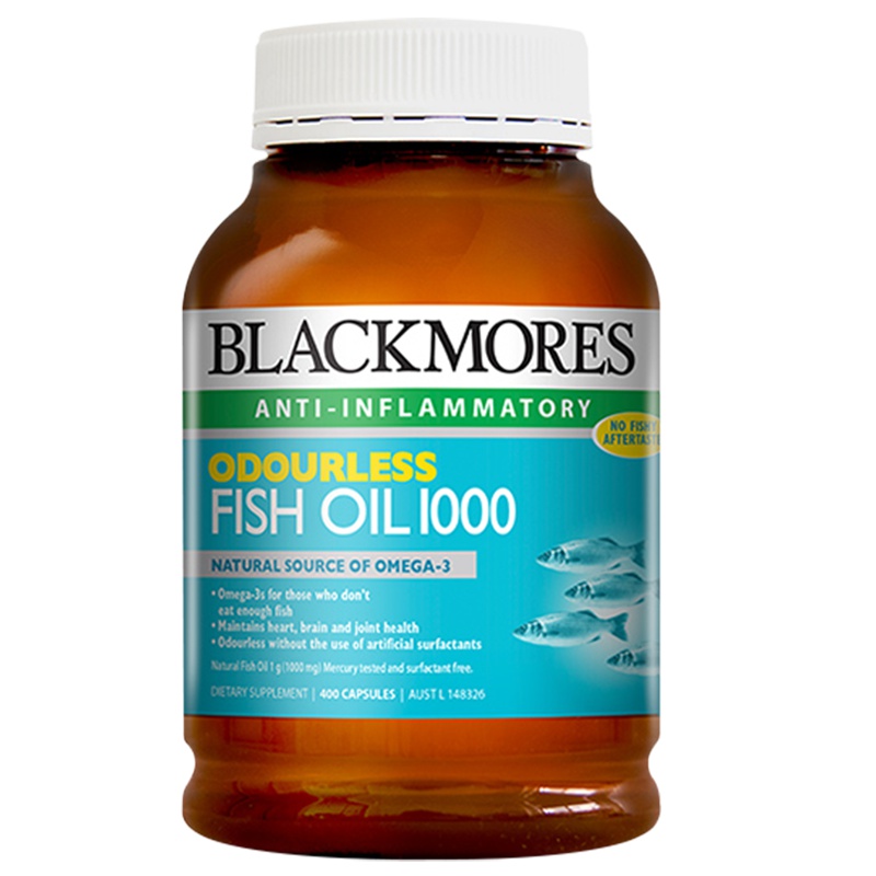 BLACKMORES深海无味鱼油400粒/瓶装 高含量DHA 深海鱼油 适合学生党上班族压力大的中年人 澳洲进口
