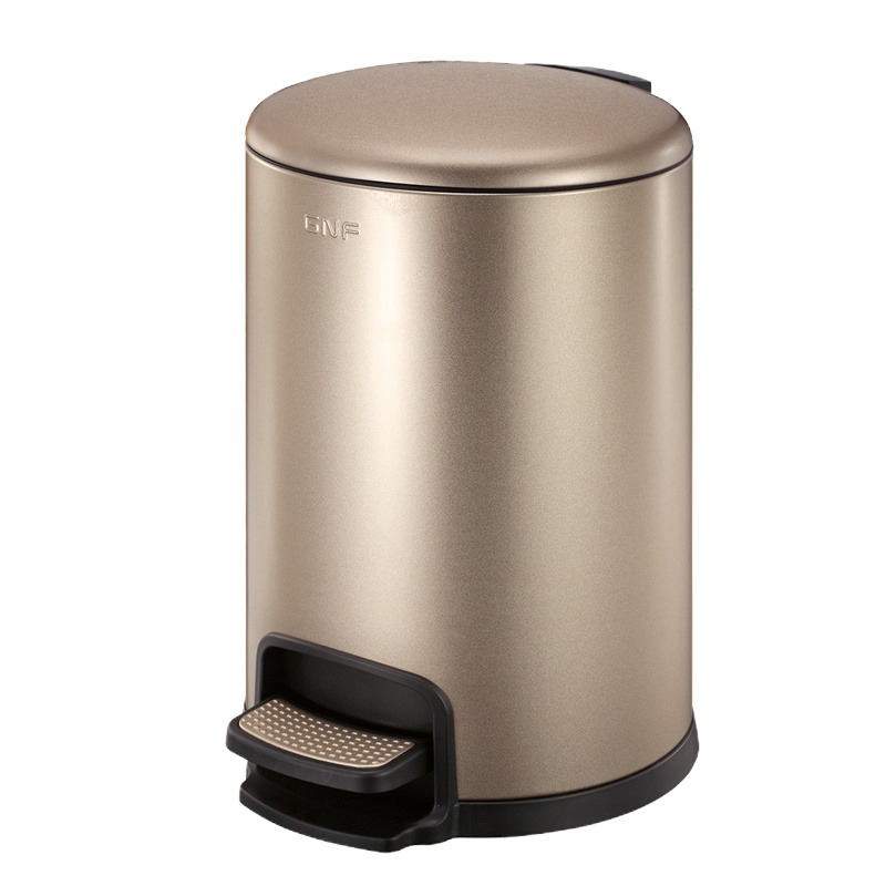惠洁(huijie)南方商用家用垃圾桶不锈钢脚踏垃圾桶30L香槟金单桶
