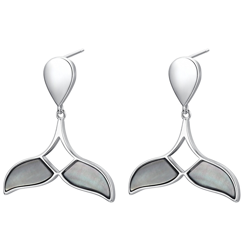 佰色传情设计师美人鱼尾耳钉925纯银耳环女新款潮耳饰耳坠