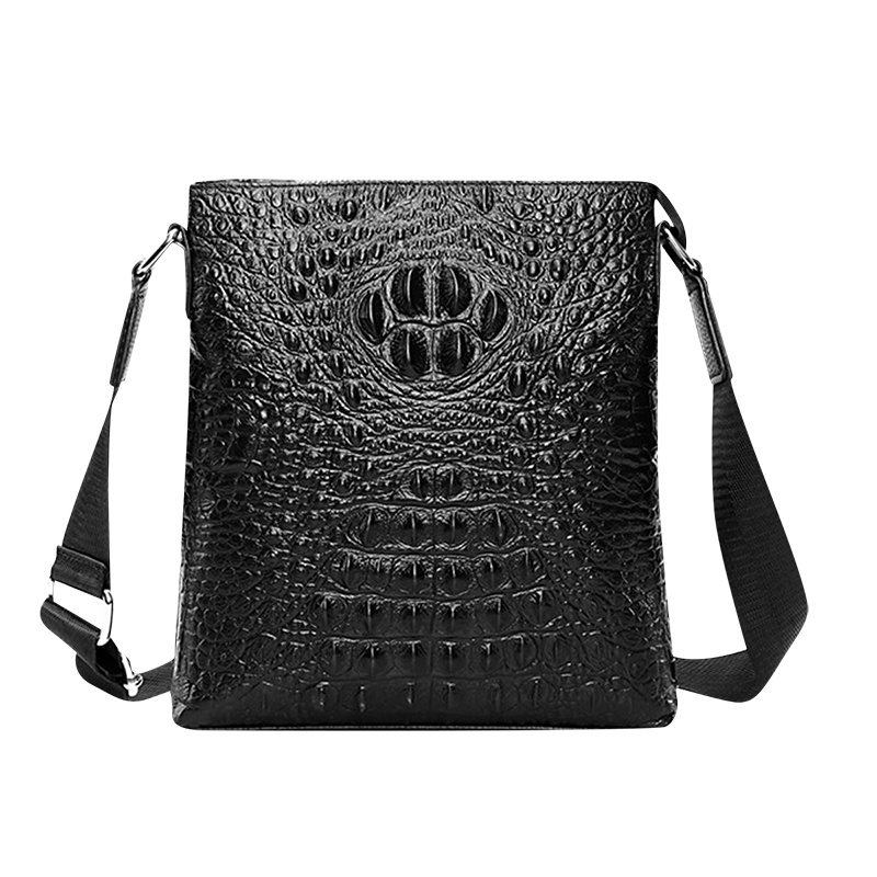 【顺丰配送】男士真皮鳄鱼纹单肩包鳄鱼纹斜挎包商务男包包牛皮包手提包潮公文包GNB200350-4H