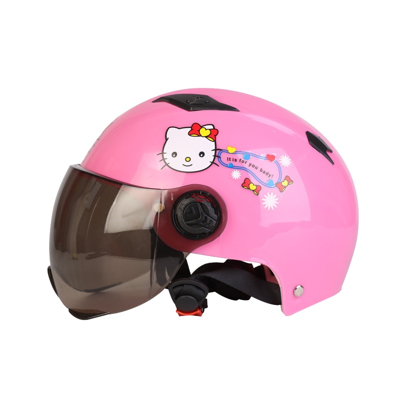 朋安电动电瓶车儿童头盔5-15岁电动车安全头盔夏季头盔防晒夏盔女孩头盔粉色