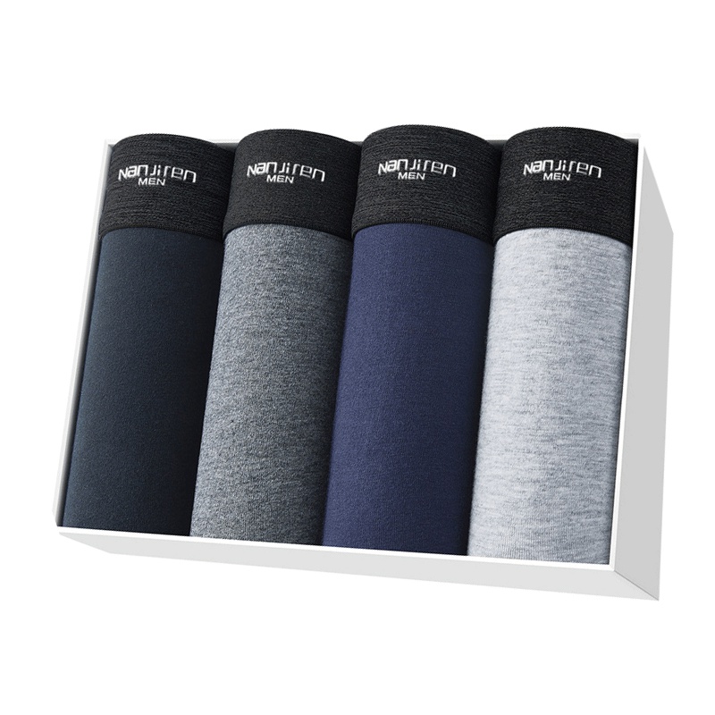 南极人nanjiren男士内裤男印花棉质中低腰平角短裤头透气四角底裤衩四条礼盒装C1119