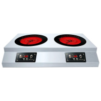 埃利斯(AILISI)2000W*2双头炉红色电磁炉大功率爆炒调节家用多功能电磁灶 按键式