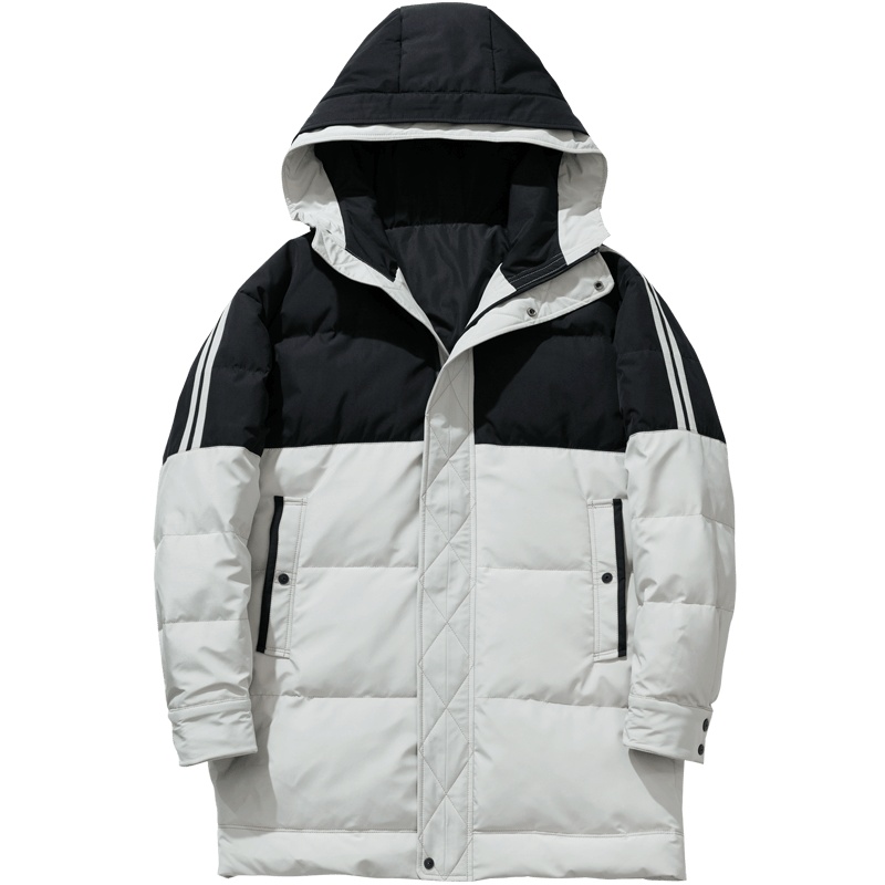 千纸鹤中长款羽绒男冬季新款青年撞色休闲保暖防风外套60209