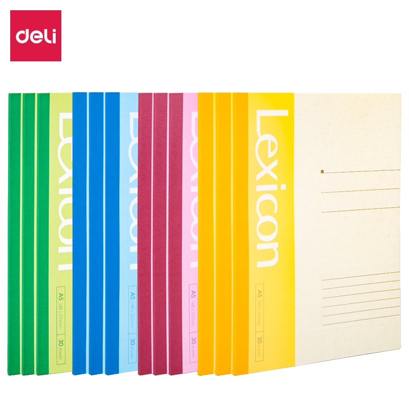 得力A5笔记本文具套装练习本记事本a4手账本简约加厚软面抄日记本子加厚大软面抄小B5无线装订本12本装7650