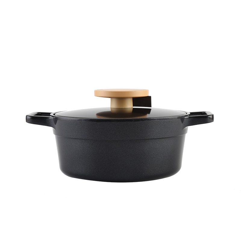 乐扣乐扣(LOCK&LOCK) 汤锅不沾锅双耳炖锅铝合金复底20cm LJM2202BLK黑色