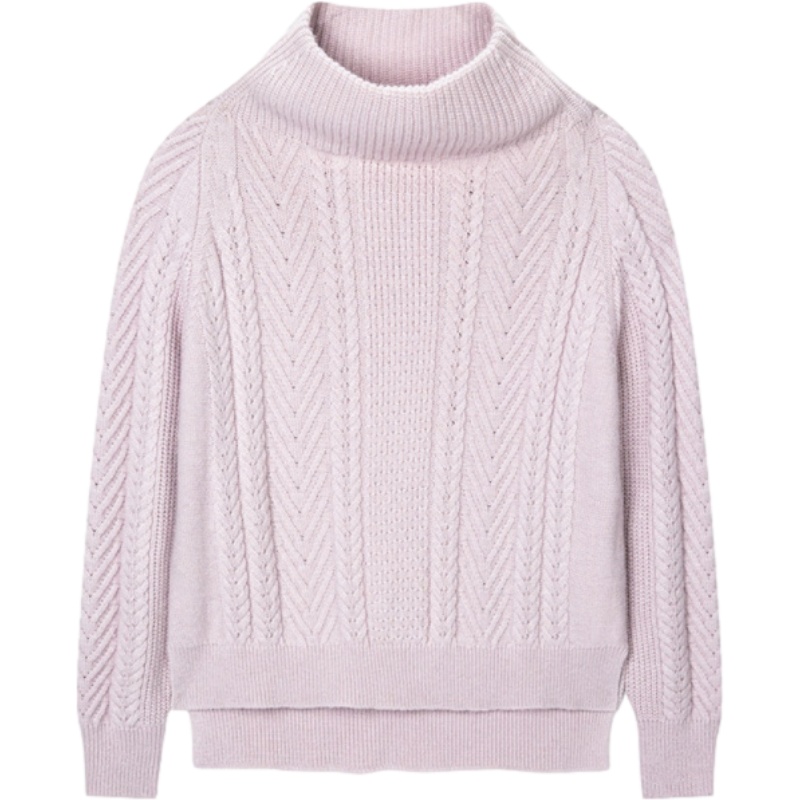 拉夏贝尔 | 慵懒风一字领毛针织衫女士宽松休闲韩版毛衫休闲套头毛衣打底衫潮