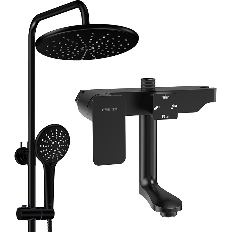 法恩莎花洒 淋浴花洒套装妇洗增压花洒喷头沐浴莲蓬头 升降淋浴 黑色淋浴花洒