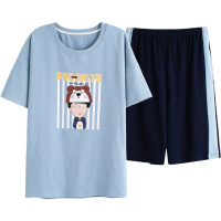 俞兆林情侣睡衣夏季纯棉学生男士套头家居服套装卡通宽松短袖少女睡裙可外穿套装