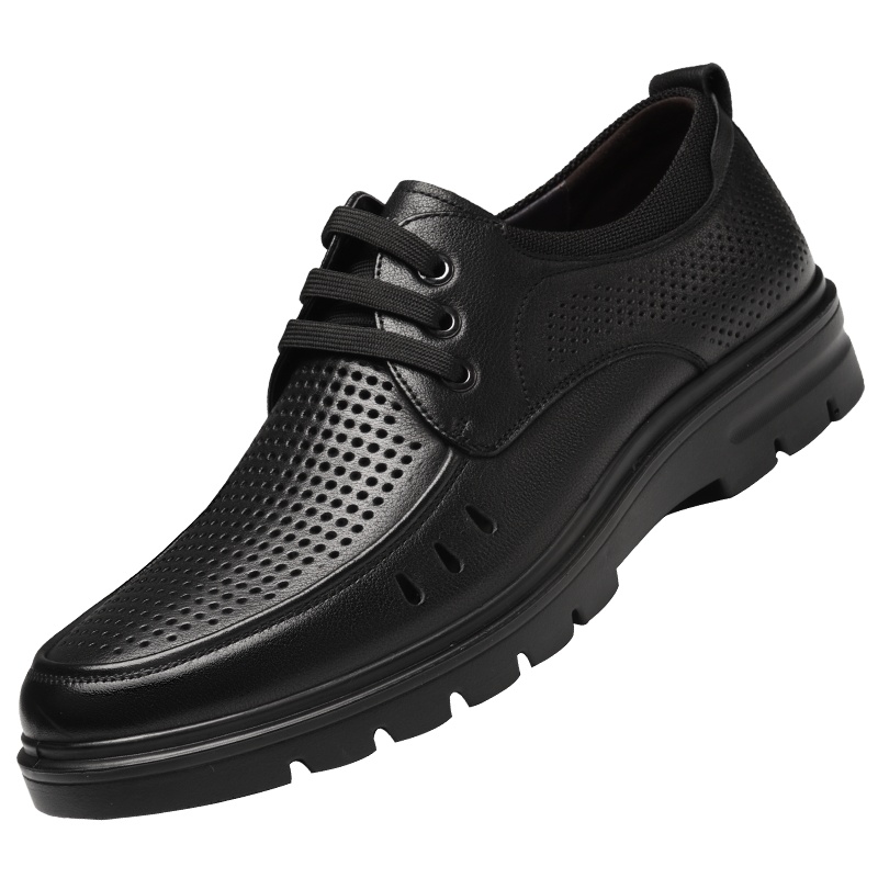 奥康男鞋夏季男士商务休闲皮鞋透气系带镂空皮凉鞋男士大凉鞋