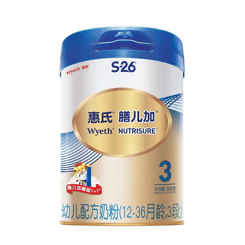 惠氏膳儿加幼儿配方奶粉(1-3岁)3段900g (罐装)