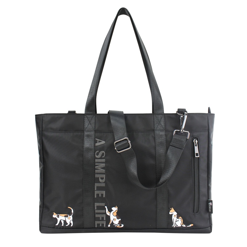 花间公主简单生活文艺刺绣2021春季新手提大容量单肩尼龙布女包托特包