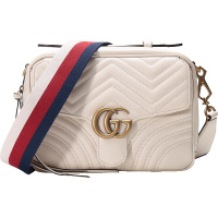 GUCCI 古驰 女士GG Marmont系列皮革绗缝单肩斜挎包 498100 DTDPT