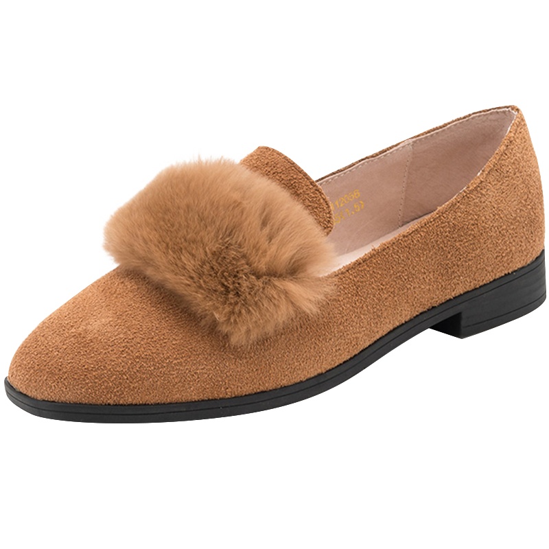 ST&SAT/星期六旗下圆头低跟浅口毛毛单鞋女鞋SF83112056