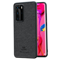 ESCASE 华为P40手机壳保护套 个性创意全包边防摔贴皮背壳适用于华为P40 ES-19深邃黑