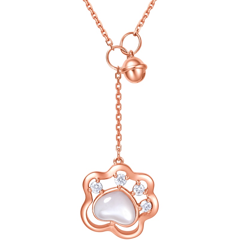 周大福CoCo Cat可爱猫爪铃铛18K金彩金贝壳钻石手链T77579