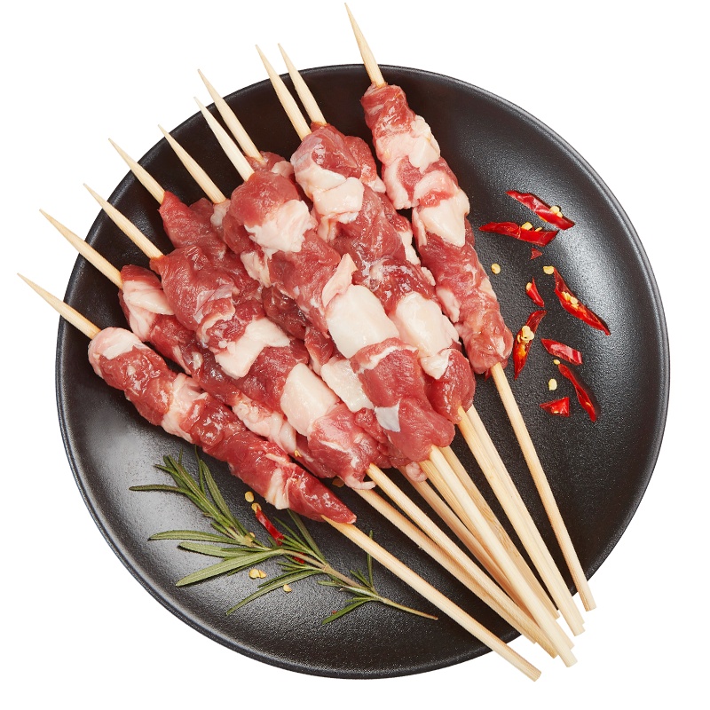 大庄园 锡盟羔羊肉原味烧烤串家庭装610g*2袋(成人串400g约20串+儿童串150g约10串+调料30g)