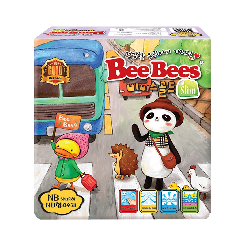 [韩国金贝柔]BeeBees铂金纸尿裤超薄透气宝宝尿不湿新生婴儿nb