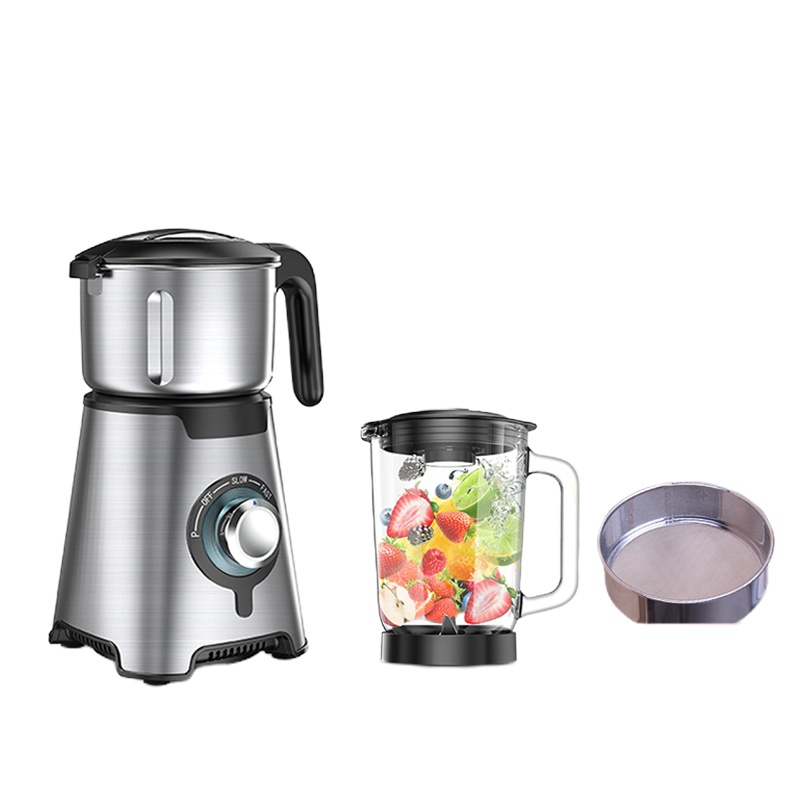 粉碎机超细研磨家用小型中药材黄金蛋五谷杂粮粉碎机两用干磨打碎磨粉机 双杯套装(304不锈钢杯+高硼硅玻璃)