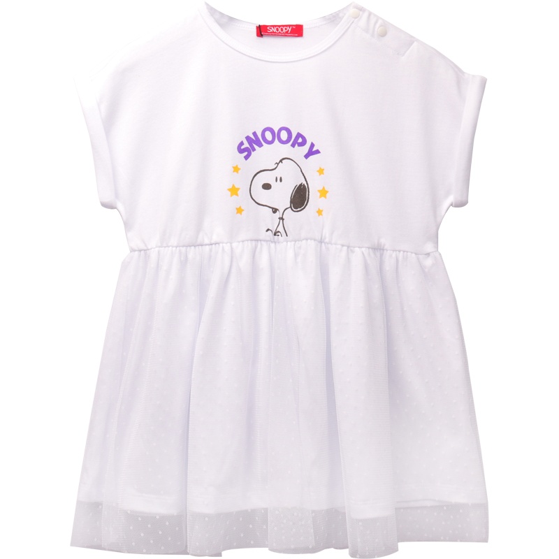 史努比SNOOPY女童短袖连衣裙圆领短袖T恤衫洋气中大童夏季儿童小女孩中长款T恤裙子SP20S06Q