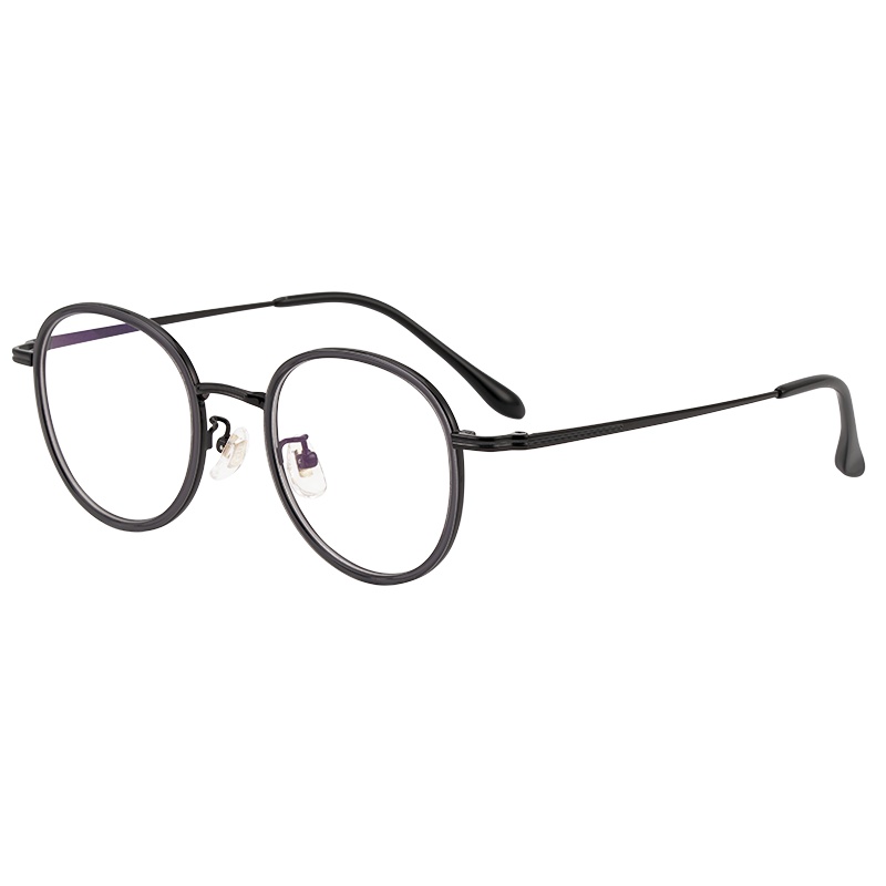 尚境新款近视镜时尚黑框眼镜轻巧型钛架复古圆形眼镜男女可配近视