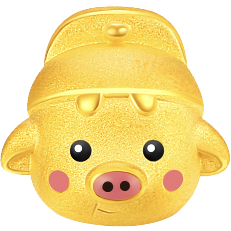 金一 足金3D硬金官帽小猪女士黄金吊坠路路通本命年小金猪(定价)ACD050