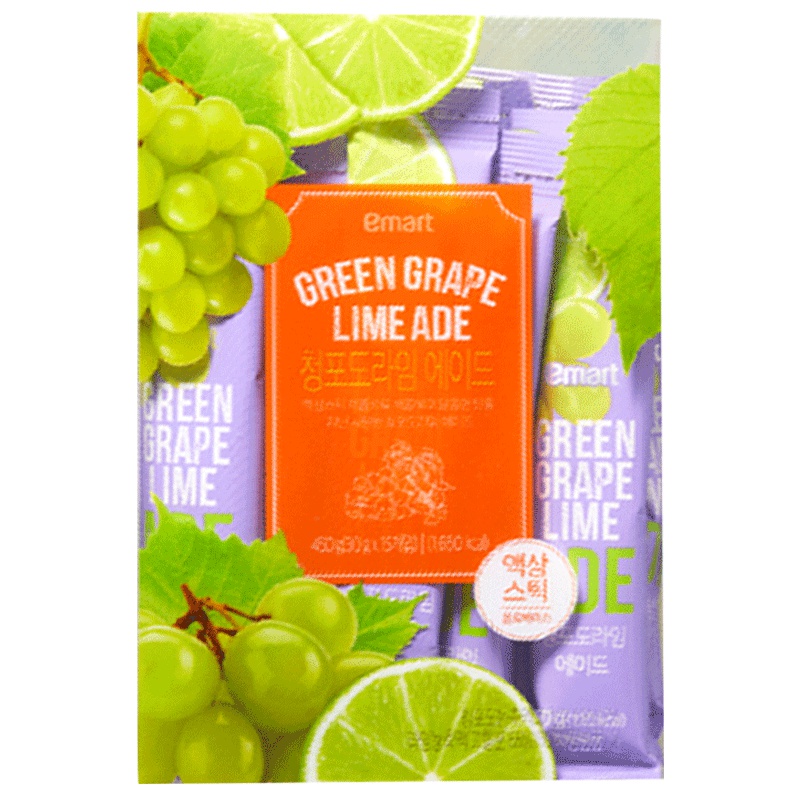 [葡萄青柠味]易买得(emart)葡萄青柠味汽水 30g*15包/盒 夏日冲饮 饮料 果汁 果味冲饮 韩国进口