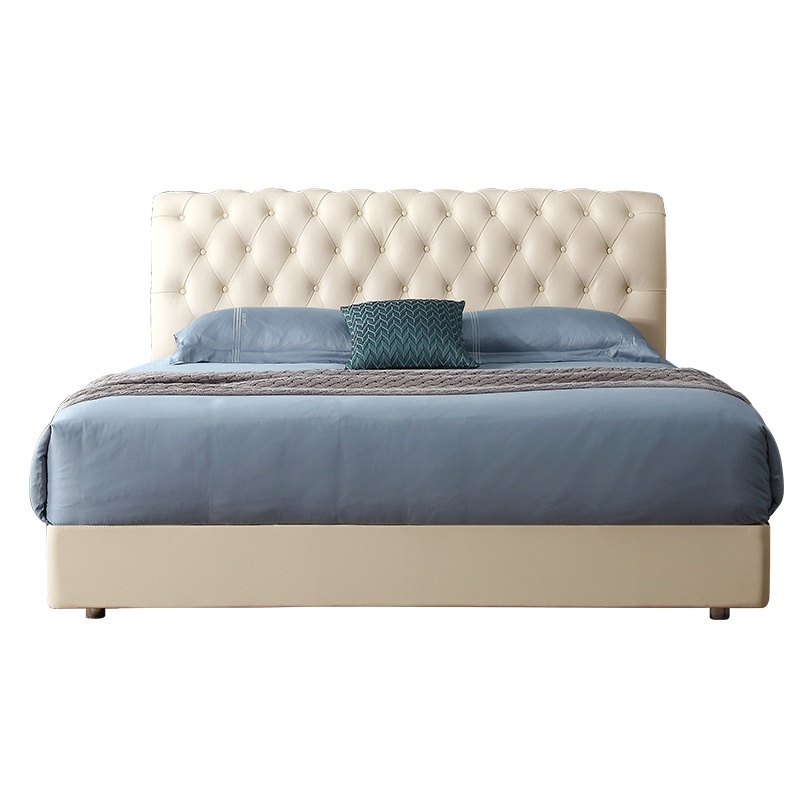 AIRLAND雅兰真皮双人软靠包床1.5m/1.8米现代简约卧室实木床架 西雅图