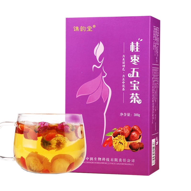 谯韵堂桂枣五宝茶300g大包装 桂圆红枣枸杞玫瑰养生茶 气质颜值女神茶