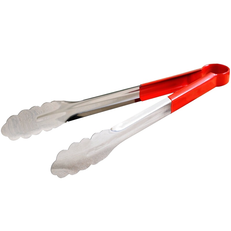 拜杰(Baijie)食品夹不锈钢 面包夹 食物夹蛋糕夹 烘焙夹子 烧烤夹 烧烤工具 红色加长版