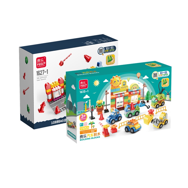 费乐287颗粒小车街景积木百变小车系列拼装积木男孩子街景玩具宝宝益智力积木/1615-1+1627-1