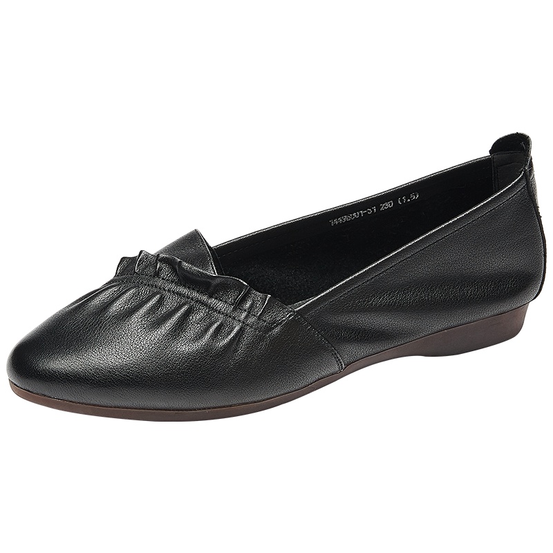 康奈女鞋 秋季新款单鞋女纯色平底防滑轻软舒适妈妈鞋简约百搭浅口女鞋15496001