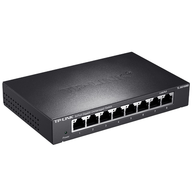 TP-LINK TL-SG1008D 8口千兆交换机 企业级交换器监控网络网线分线器 分流器 黑色(单位:个)