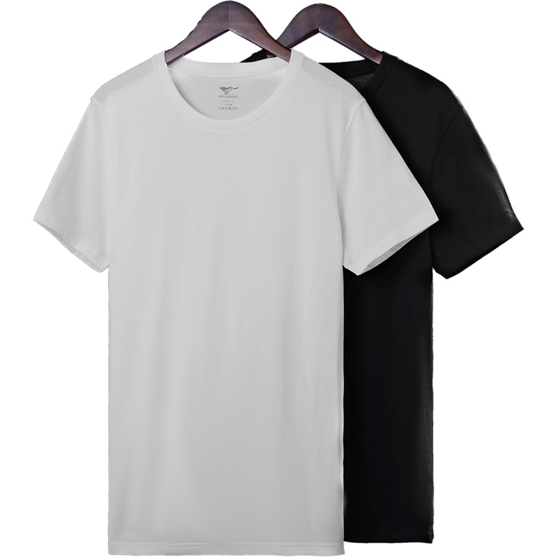 七匹狼【纯棉】1件装简约纯色百搭全棉紧身短袖内衣男士打底t恤