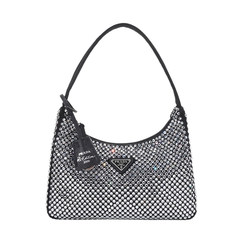 PRADA 普拉达 女士 Re-Edition系列织物手提单肩包Hobo包腋下包迷你款1NE515 2AWL