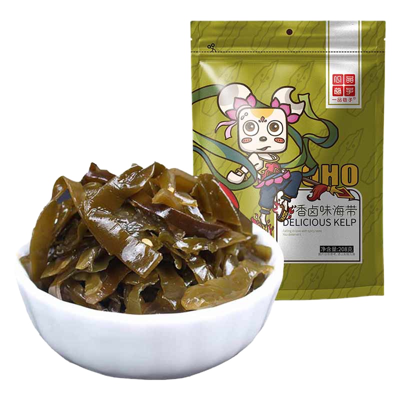 一品巷子 香卤海带208g*4袋休闲零食小吃 下饭菜卤味香辣味