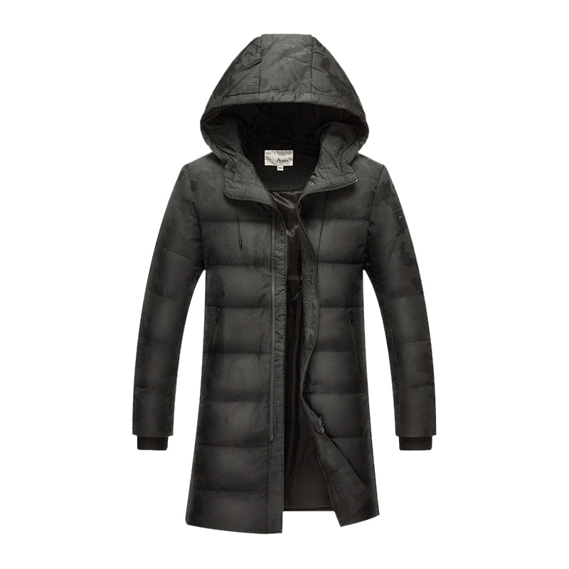 阿仕顿男装羽绒服冬季简约舒适中长连帽保暖羽绒服外套男