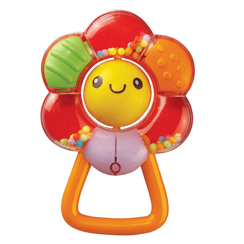 澳贝花儿摇铃463113婴幼儿安抚可咬磨牙牙胶摇铃0-1岁初生宝宝手摇铃