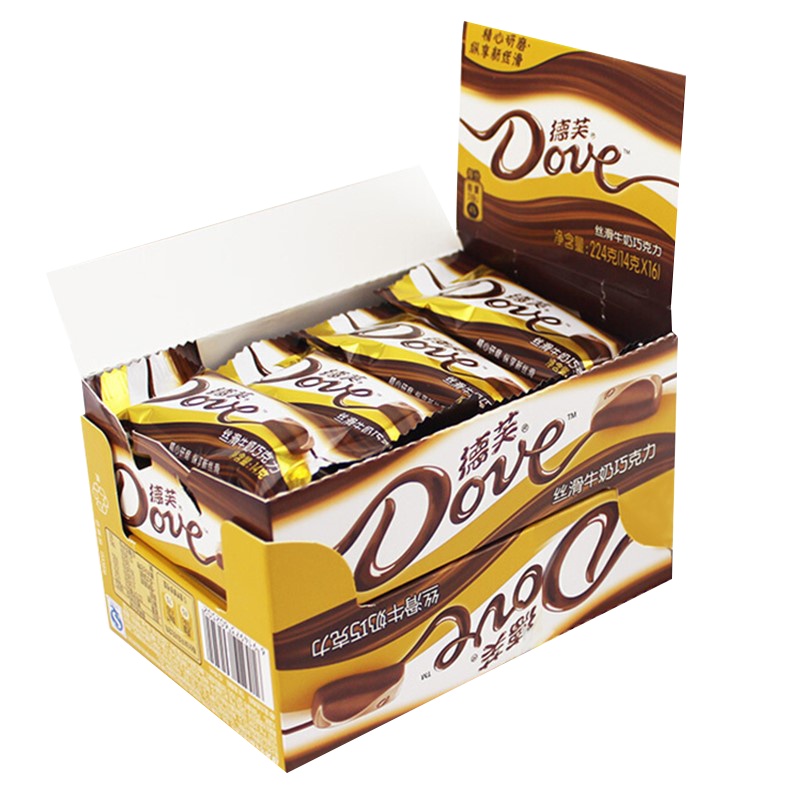 德芙巧克力盒装丝滑牛奶巧克力224g送女友巧克力条装喜糖批发