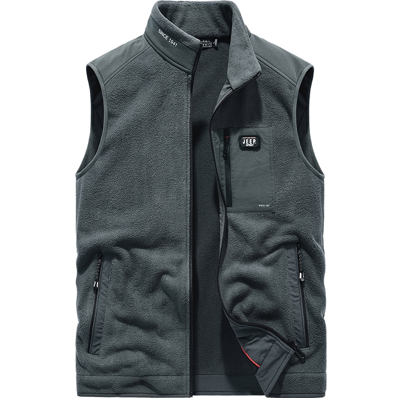 JEEP SPIRIT吉普立领马甲男2021秋季新款男士马甲户外运动休闲宽松大码开衫马夹