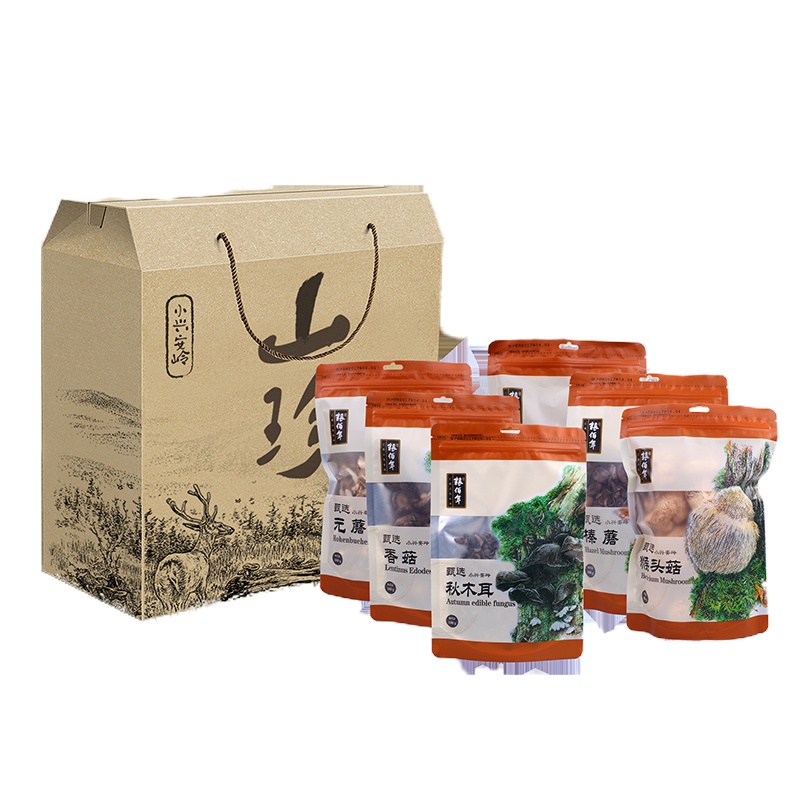 粮佰年 山野珍品礼盒600g 小兴安岭特产 干货菌菇 东北特产 (单位:盒)