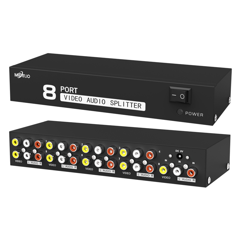 迈拓维矩MT-108AV av分配器1进8出rca分配器一分八音视频信号分配器