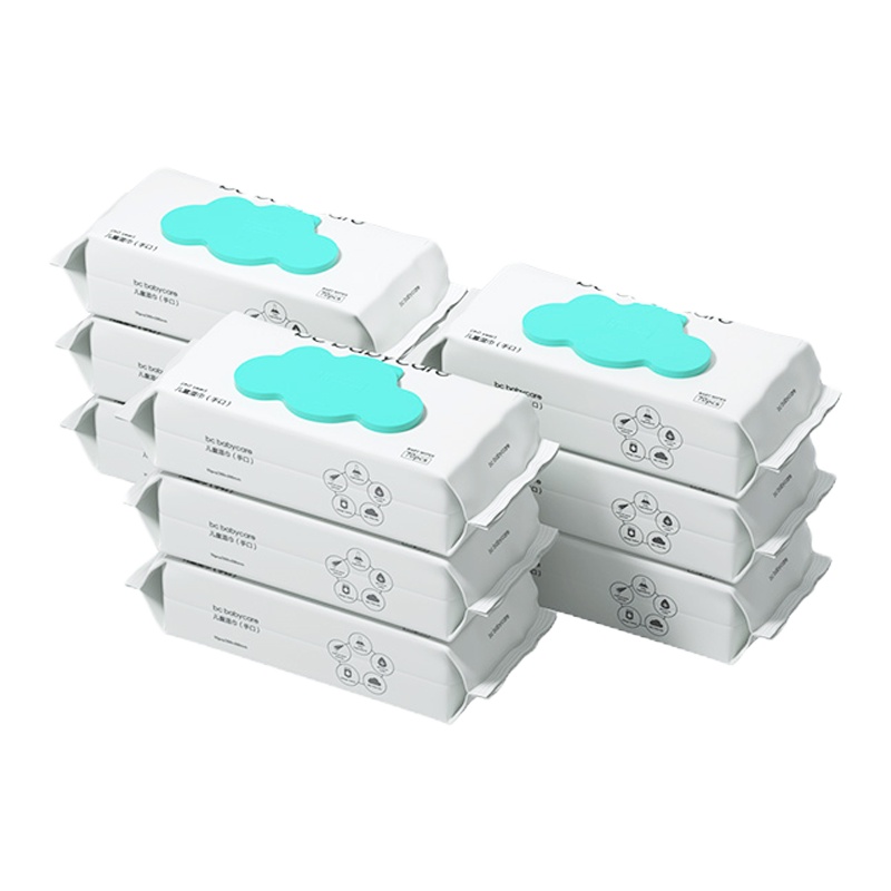 babycare 角鲨烷湿巾宝宝手口婴儿湿巾新生儿湿纸巾70抽带盖*9包