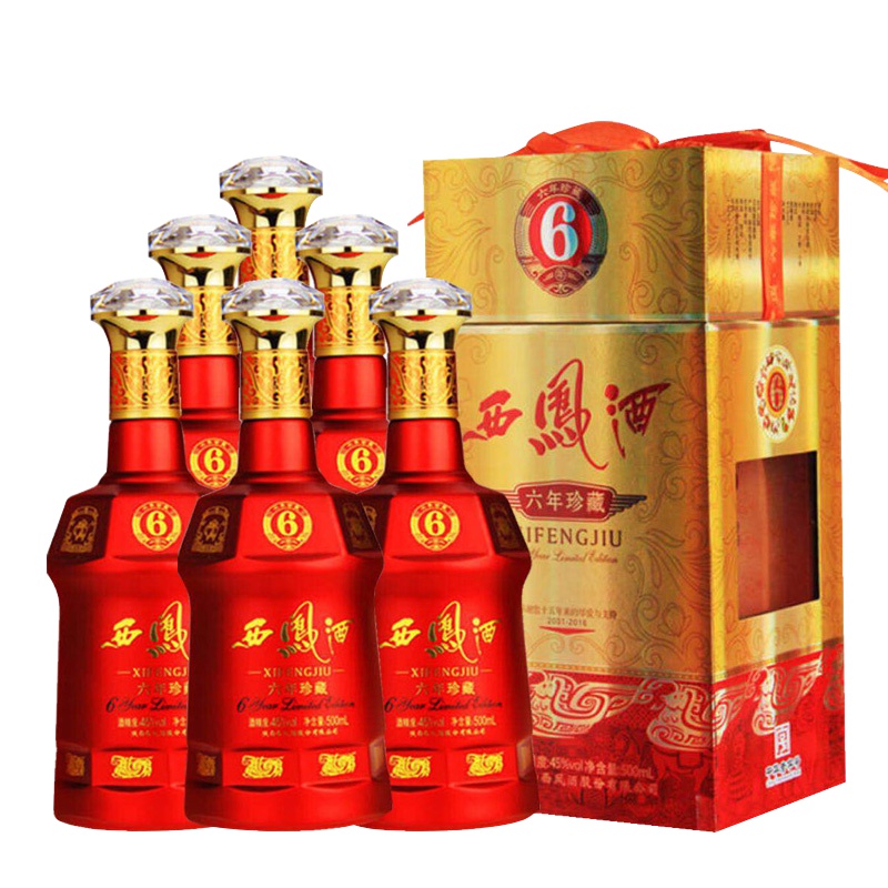 西凤酒 六年珍藏 45度 500ml*6瓶整箱装 凤香型白酒