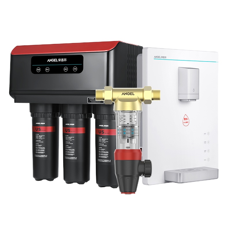 安吉尔(ANGEL)全屋净水套餐家用直饮净水器V7+前置过滤器2714+壁挂式加热管线机Y2613反渗透大通量净水机