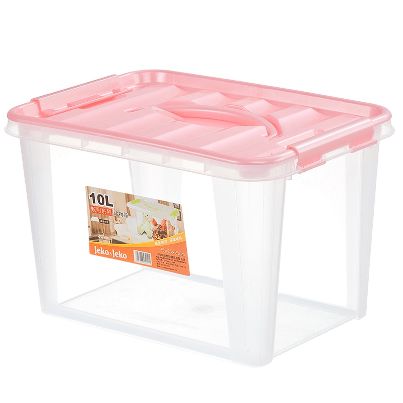 JEKO&JEKO 塑料桌面小号透明收纳箱10L玩具收纳盒零食整理箱手提储物箱 SWB-515