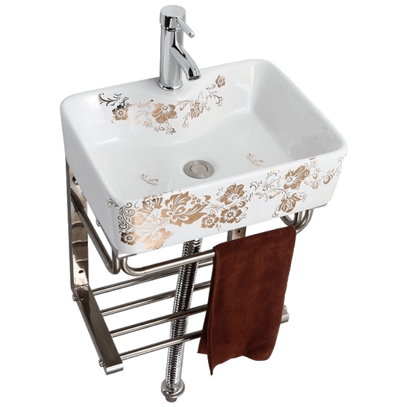 挂墙式洗手盆小户型陶瓷洗脸盆 卫生间迷你简易三角洗漱台盘40*30安心抵