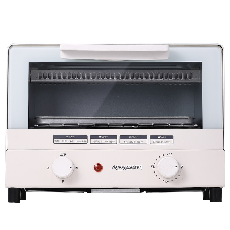 亚摩斯(AMOS)电烤箱AS-K10A(白色）复古网红小烤箱家用烘焙迷你10L容量多功能蛋糕小型电烤箱